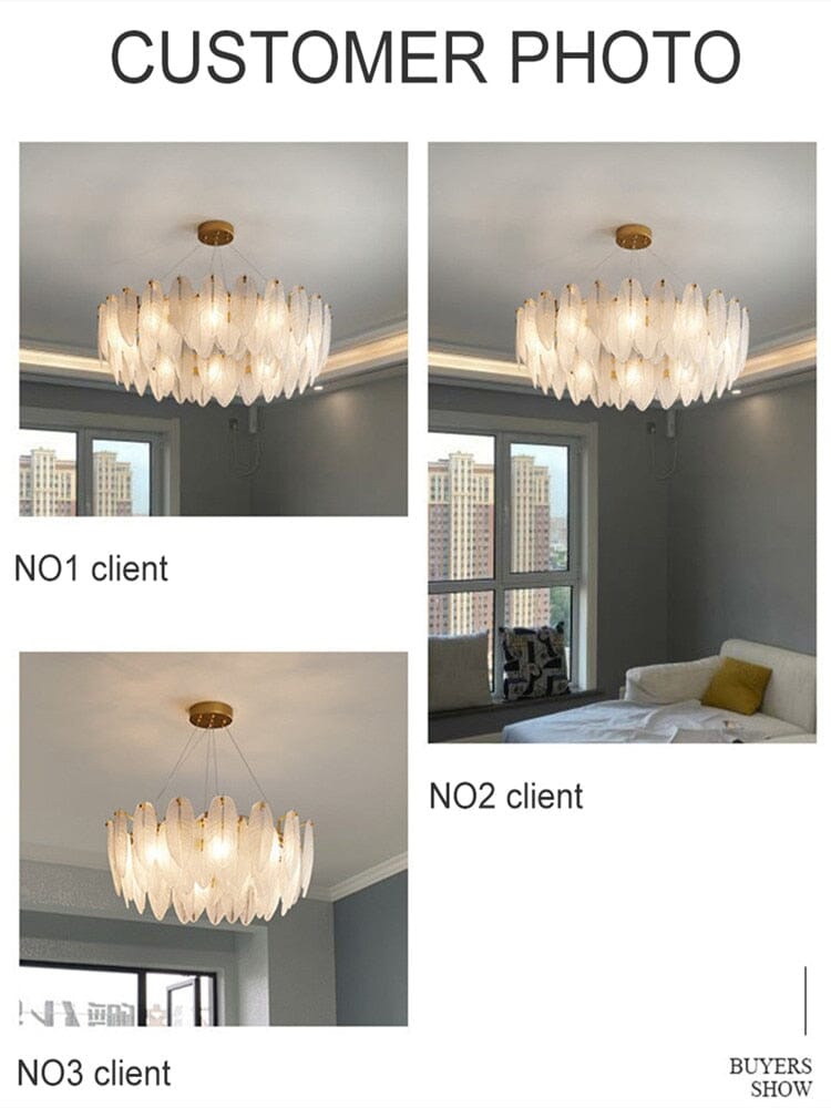 Modern Feather Glass Ceiling Chandelier