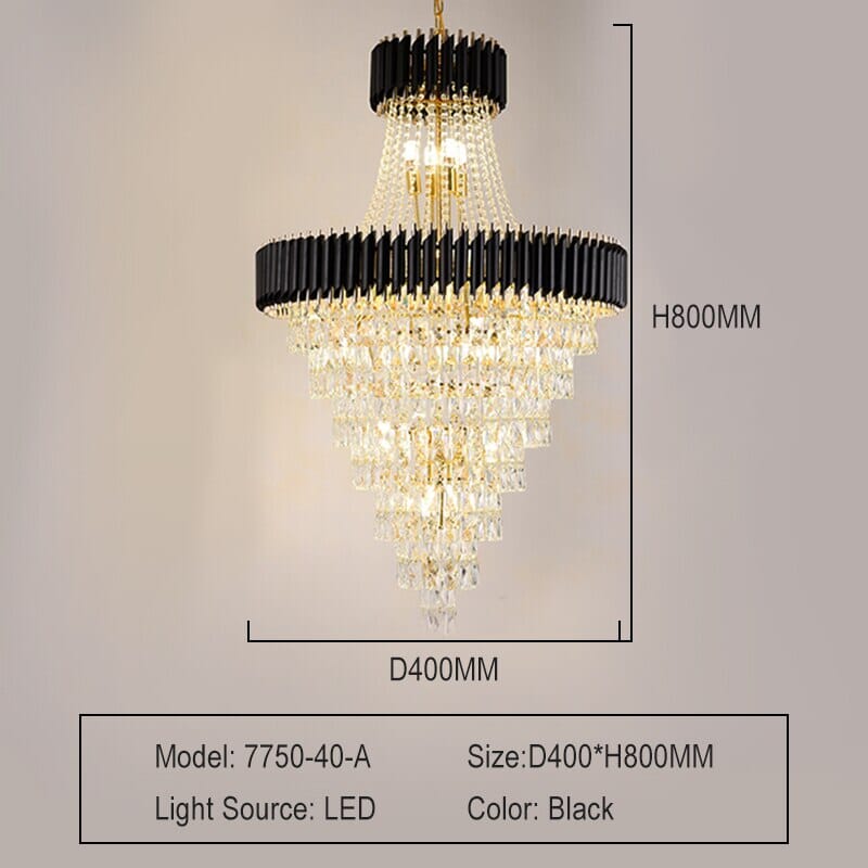 Vancard Modern Duplex Black Crystal Chandelier