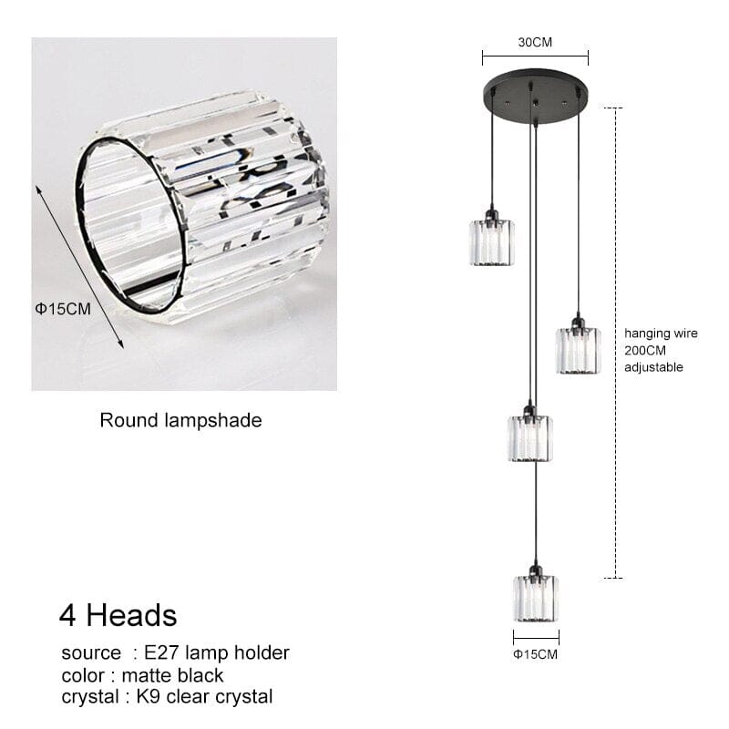 Ava Square Crystal Drop Chandelier