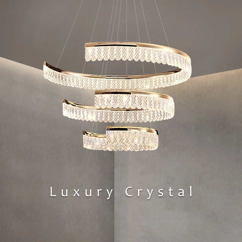 Fenchurch Luxury Gold Ring Art Crystal Chandelier 3 Rings