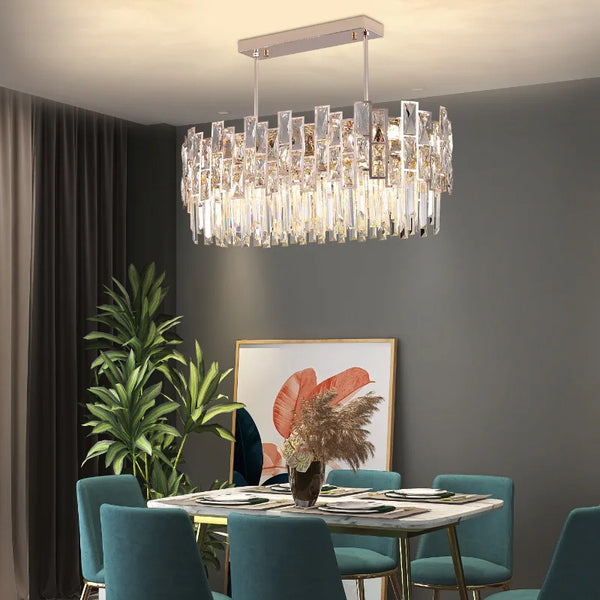 Gold Black Crystal Round Oval Postmodern Chandelier