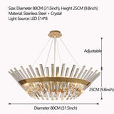 Safia Golden Round Crystal Chandelier