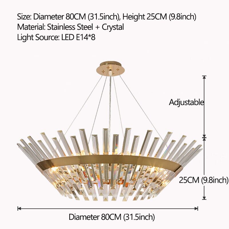 Safia Golden Round Crystal Chandelier