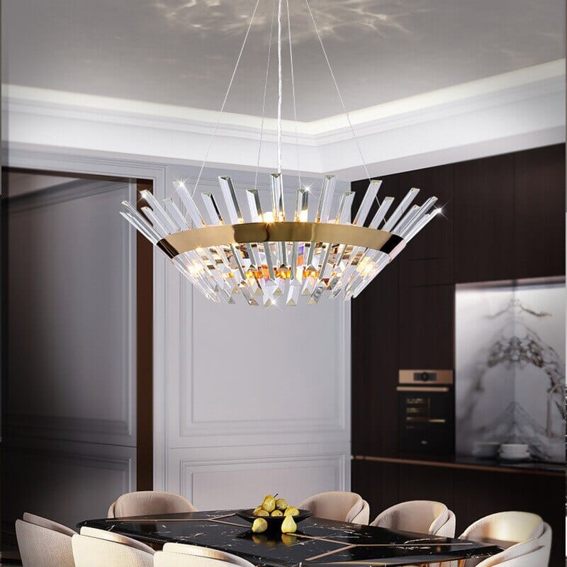 Safia Golden Round Crystal Chandelier