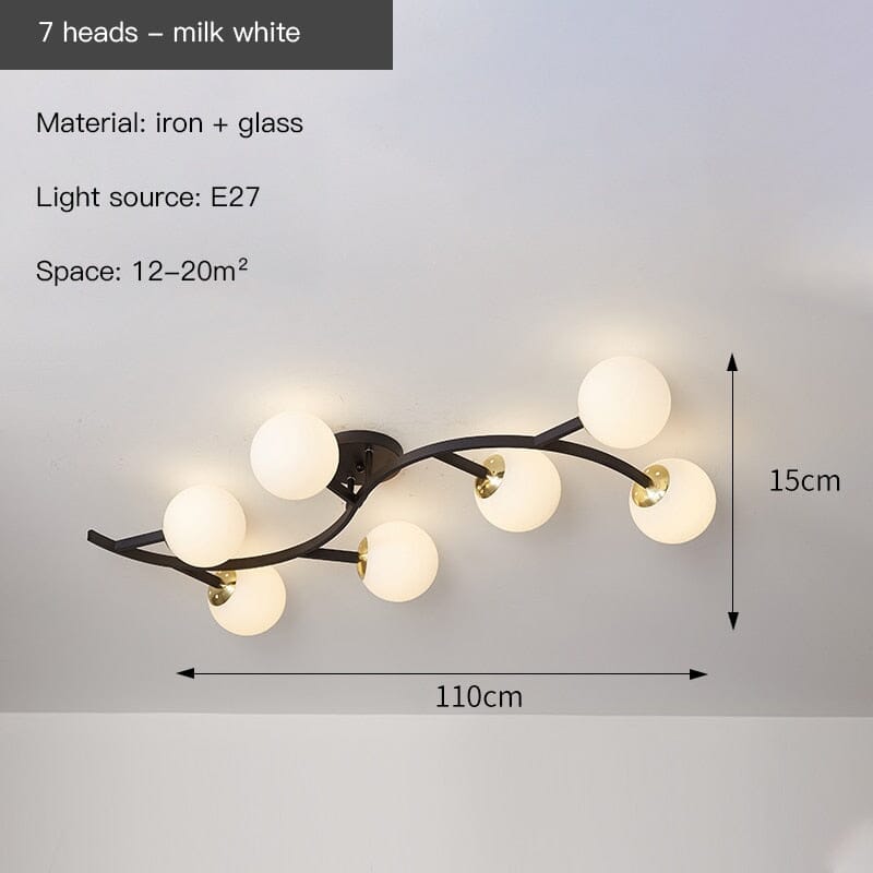 Nordic Glass Ball Tree Branch Ceiling Lamp