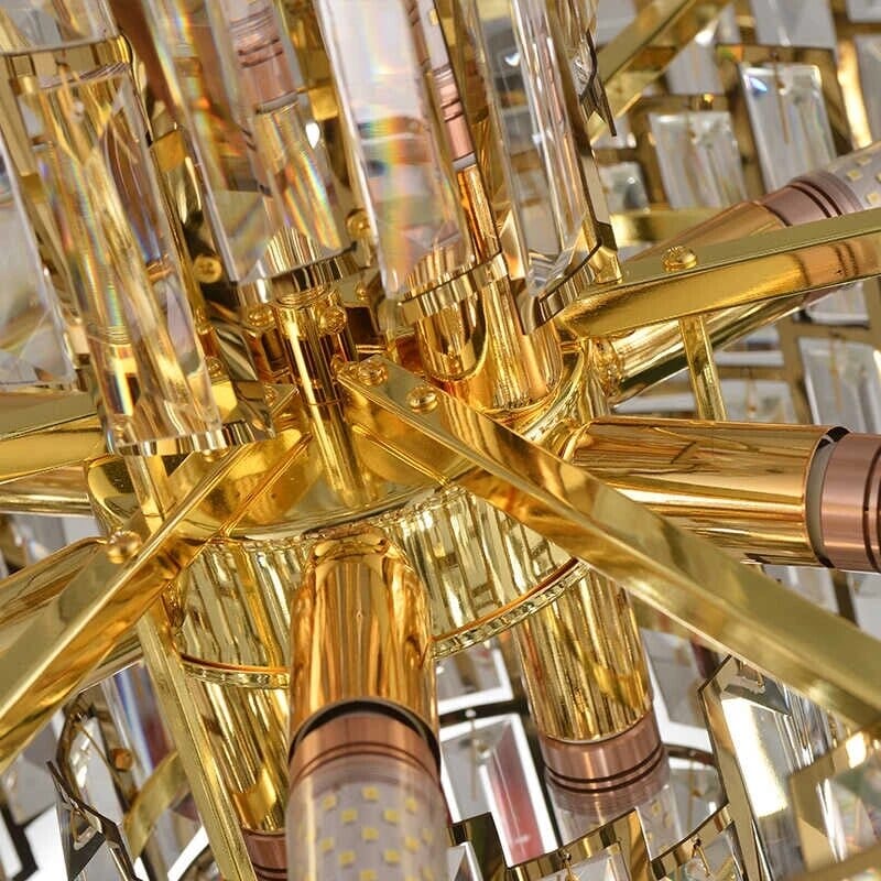 Postmodern Golden Crystal Chandelier