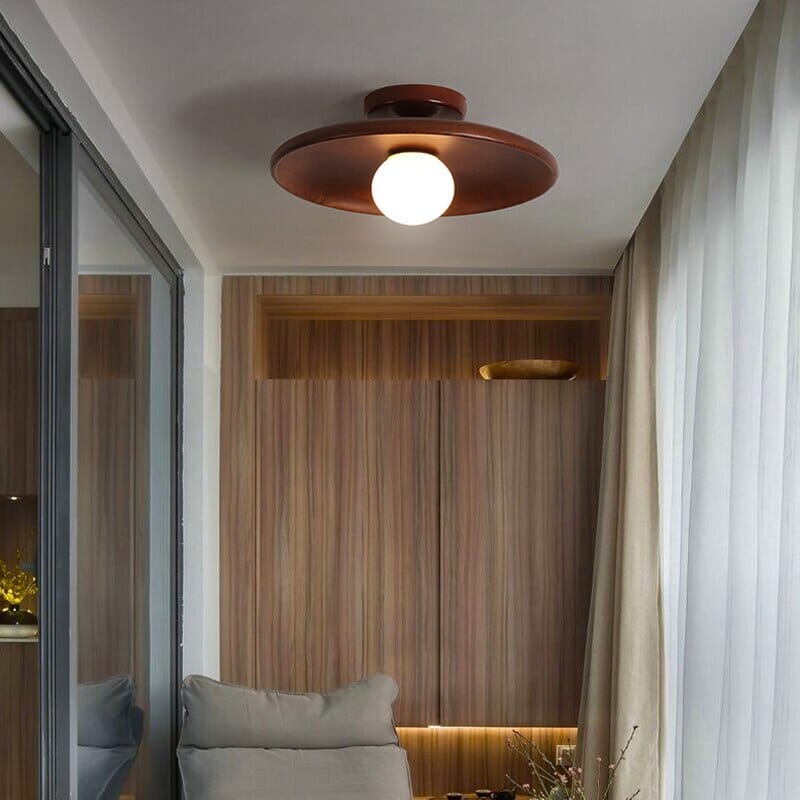 Handcrafted Wooden Ceiling Lamp with LED Lights