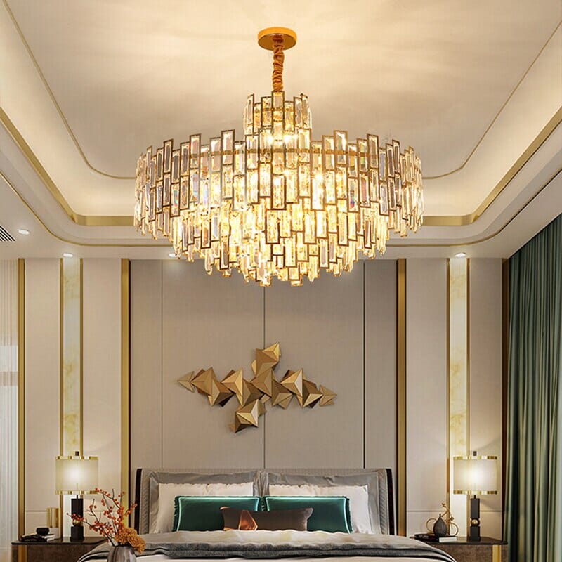 Postmodern Golden Crystal Chandelier