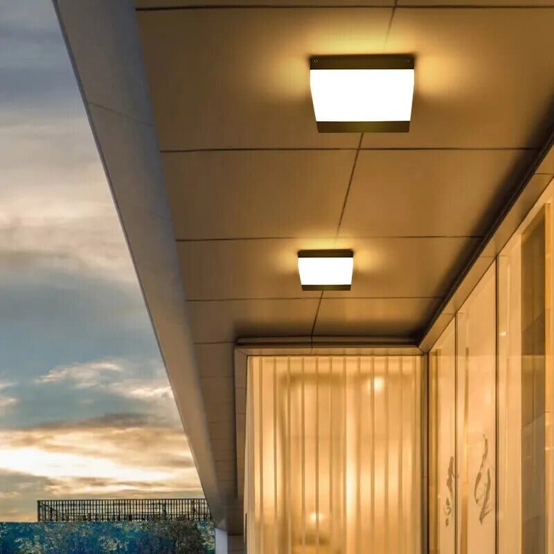 Geometric retro ceiling lights for corridor