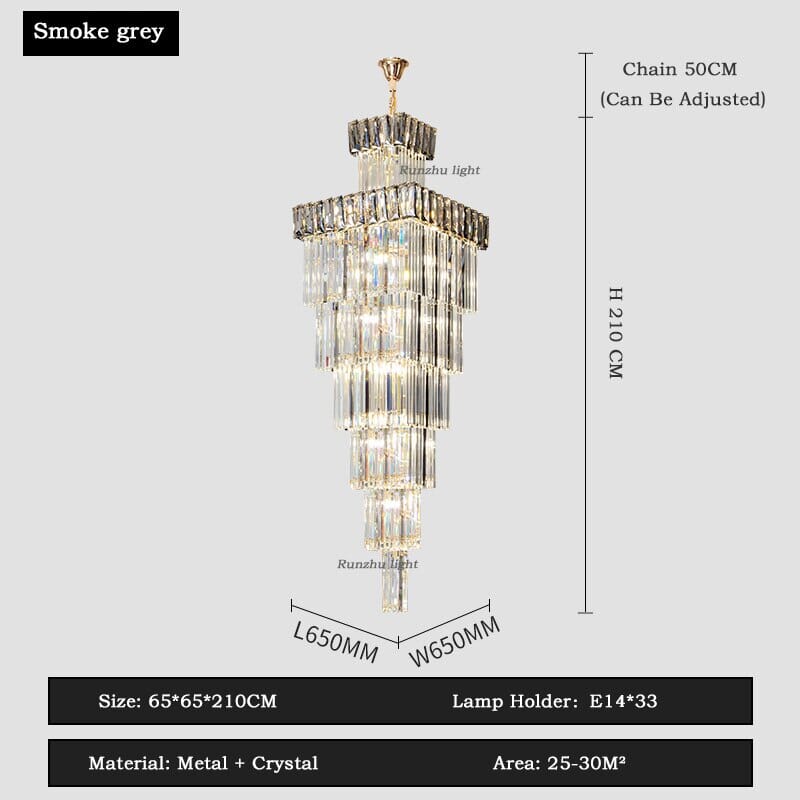 High-end Villa Staircase Crystal  Long Chandelier