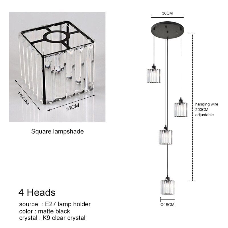 Ava Square Crystal Drop Chandelier
