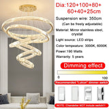6 Rings Staircase  LED  Gold Crystal Chandelier