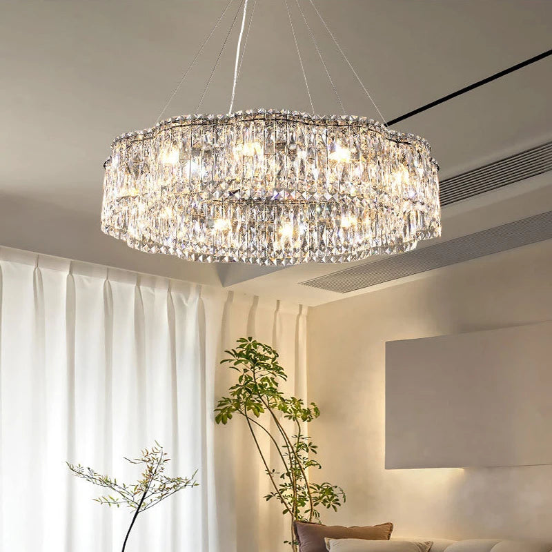 Flower Double Layer LED Crystal Pendant Lights