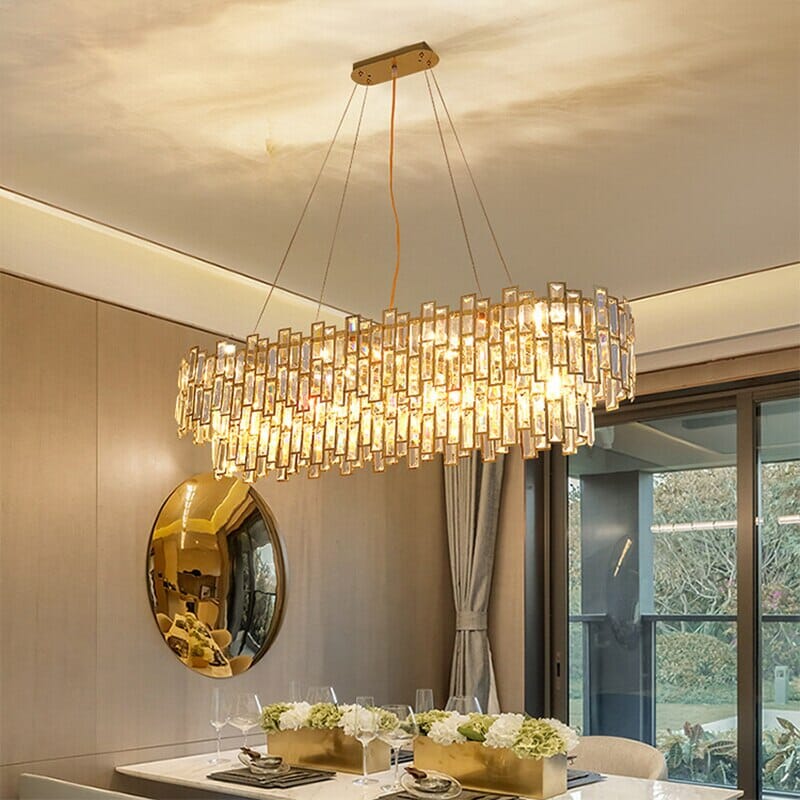 Postmodern Golden Crystal Chandelier
