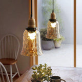 Vintage Amber Glass LED Pendant Light