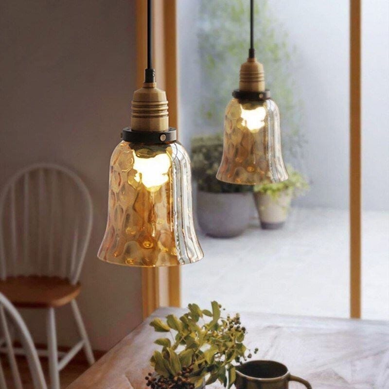 Vintage Amber Glass LED Pendant Light