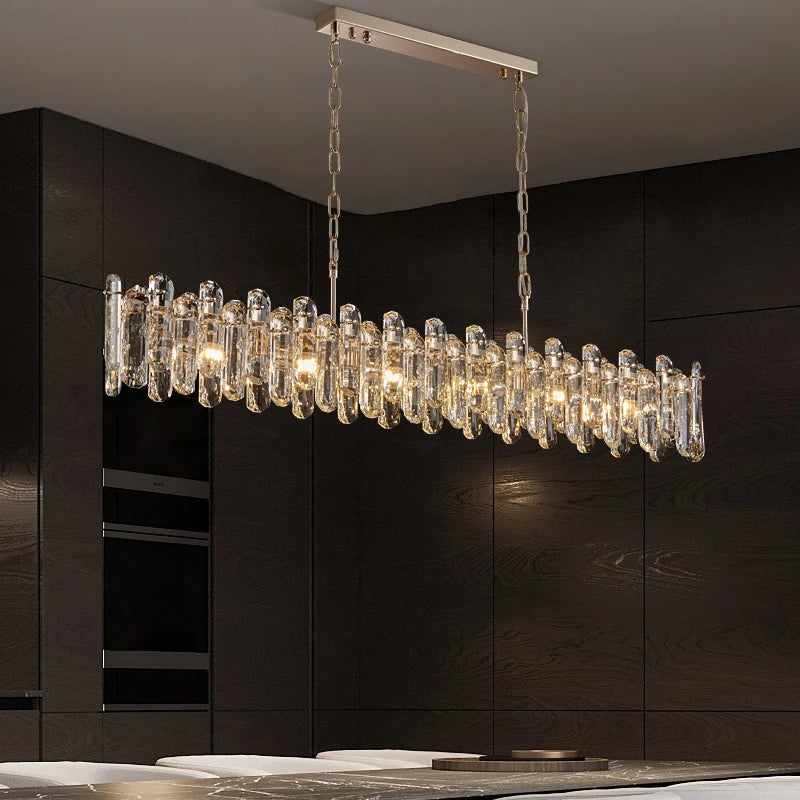 Bertie Rectangle Modern LED Long  Gold Chandelier