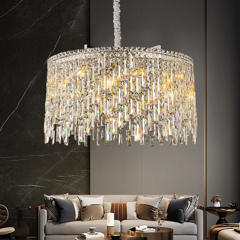 LED Crystal Gold Chrome Hanging Lamp