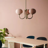 Vintage Retro Pink White Glass Pendant Lamp