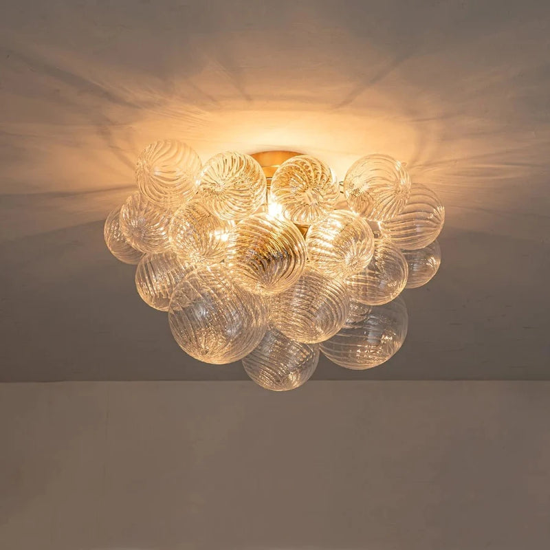 NYRA Designer Cluster Ribbed Bubble Semi Flush Chandelier Light