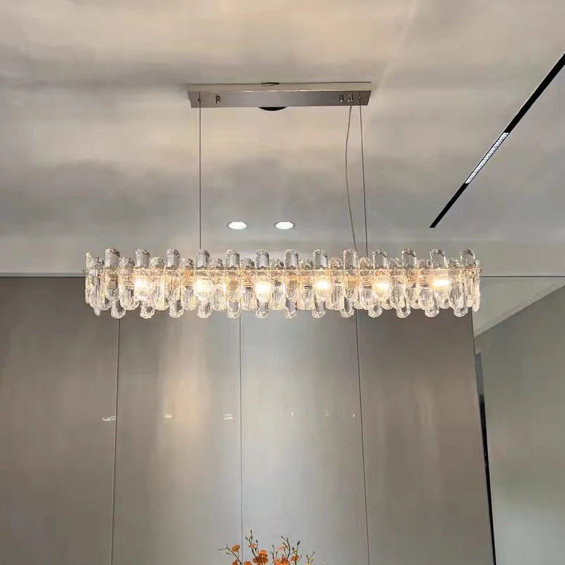 Bertie Rectangle Modern LED Long  Gold Chandelier