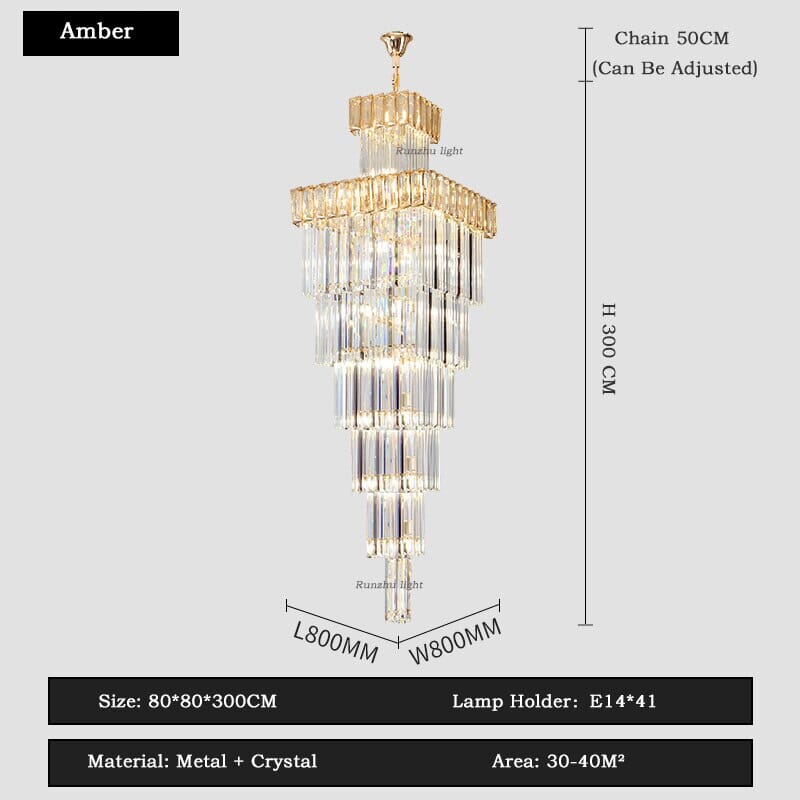 High-end Villa Staircase Crystal  Long Chandelier