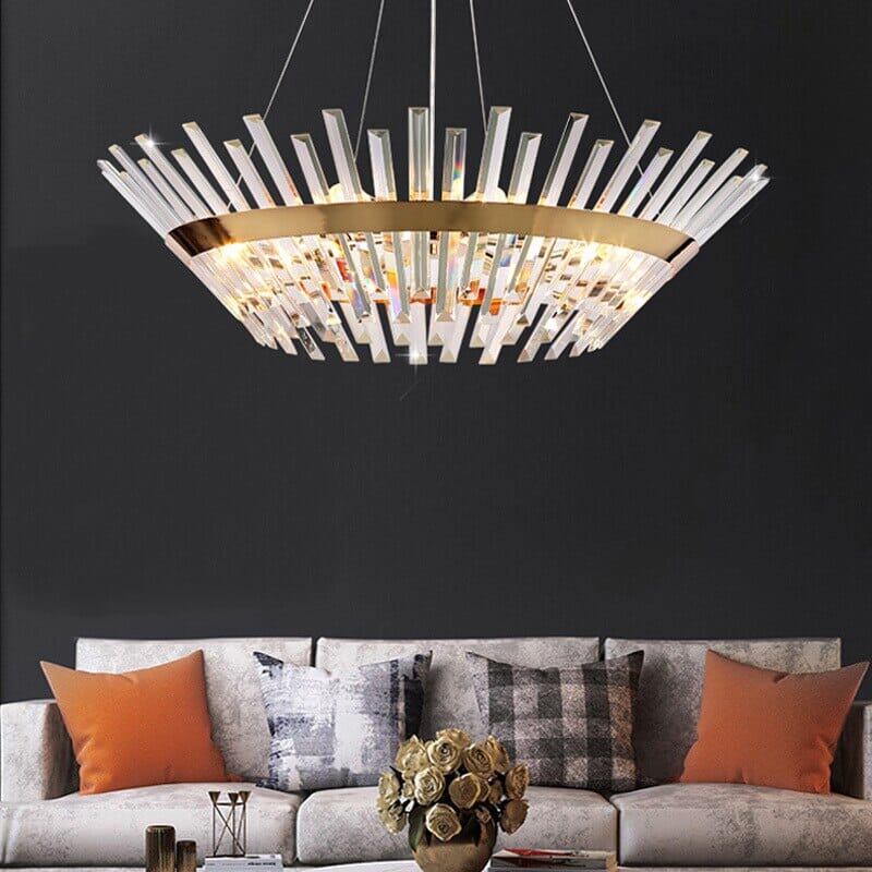 Safia Golden Round Crystal Chandelier