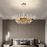 Safia Golden Round Crystal Chandelier
