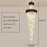 Vancard Modern Duplex Black Crystal Chandelier