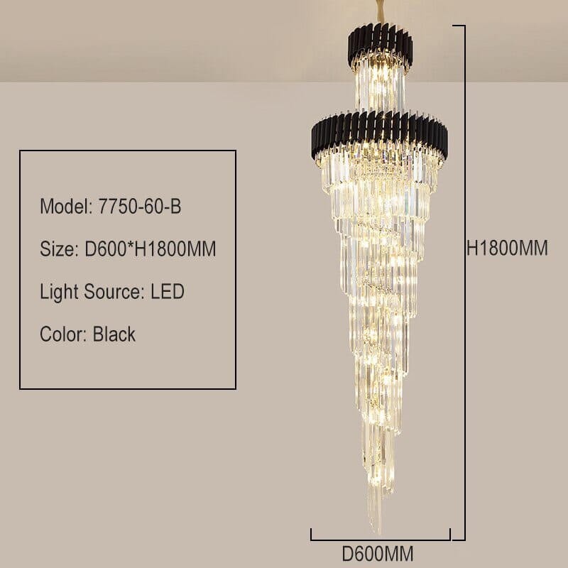 Vancard Modern Duplex Black Crystal Chandelier