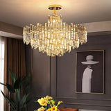 Postmodern Golden Crystal Chandelier