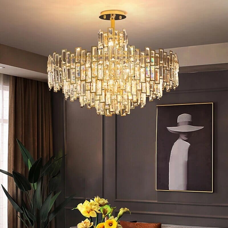 Postmodern Golden Crystal Chandelier