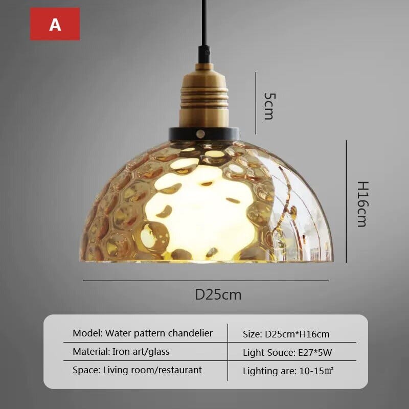 Vintage Amber Glass LED Pendant Light