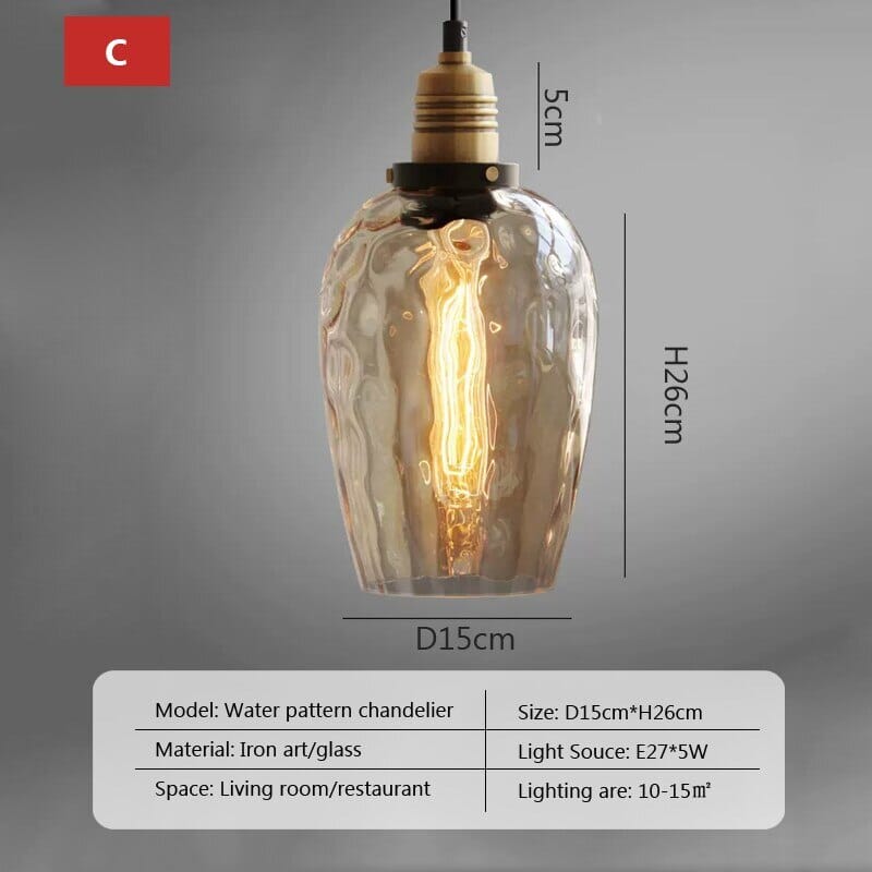 Vintage Amber Glass LED Pendant Light