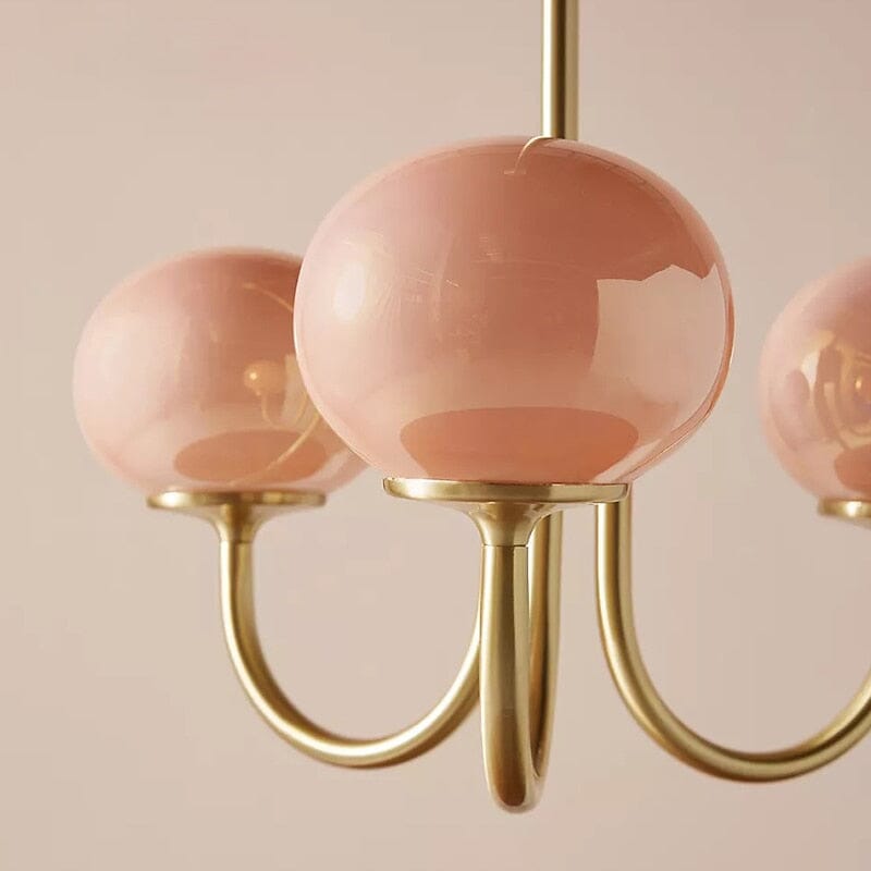 Vintage Retro Pink White Glass Pendant Lamp