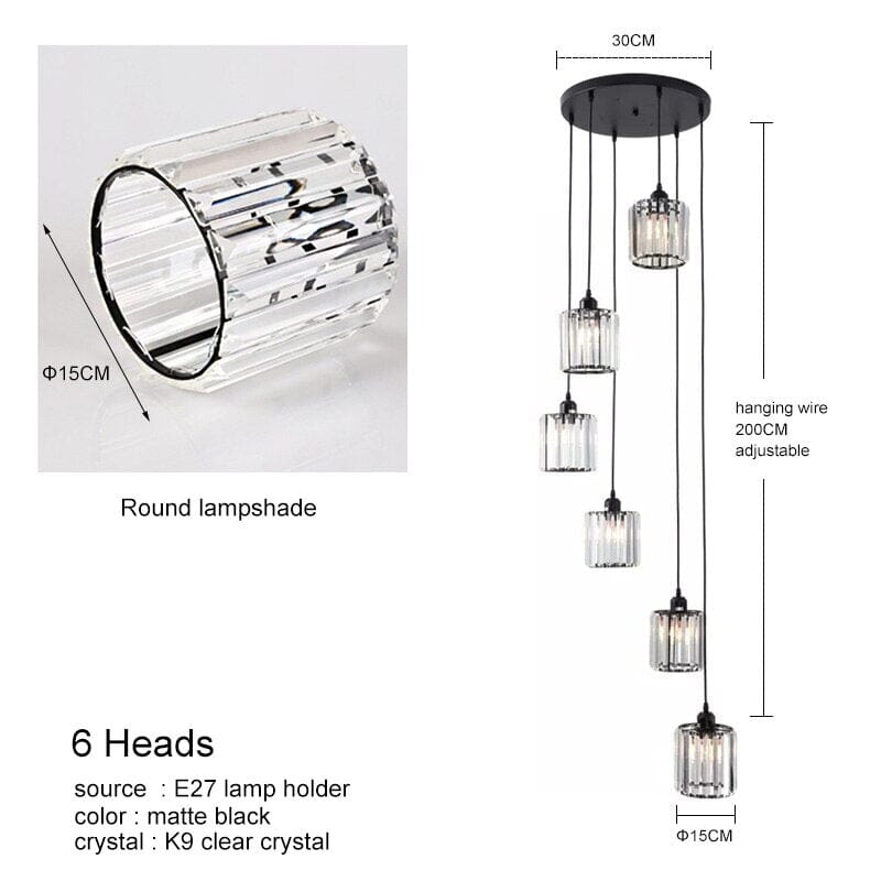 Ava Square Crystal Drop Chandelier