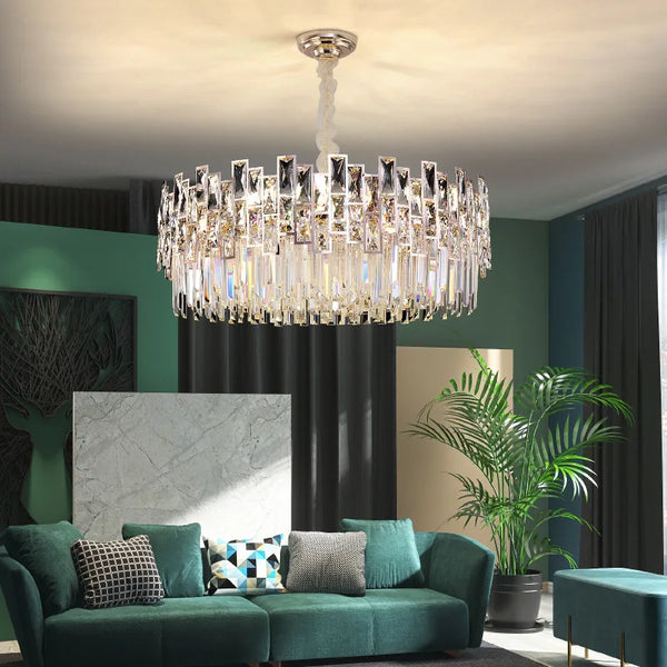 Gold Black Crystal Round Oval Postmodern Chandelier