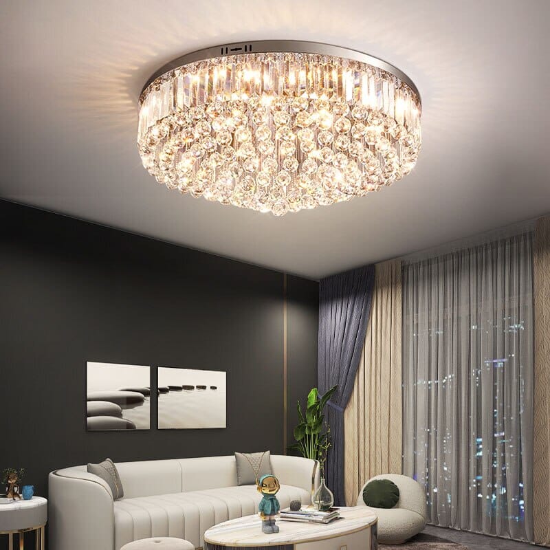 Eva Luxury LED Chrome  Crystal Ceiling Light