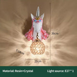 Nordic Unicorn Crystal Shade Resin Wall Lamp