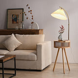 Wooden LED Corner Bedside Floor Lamp