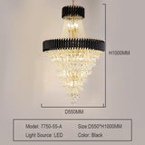 Vancard Modern Duplex Black Crystal Chandelier