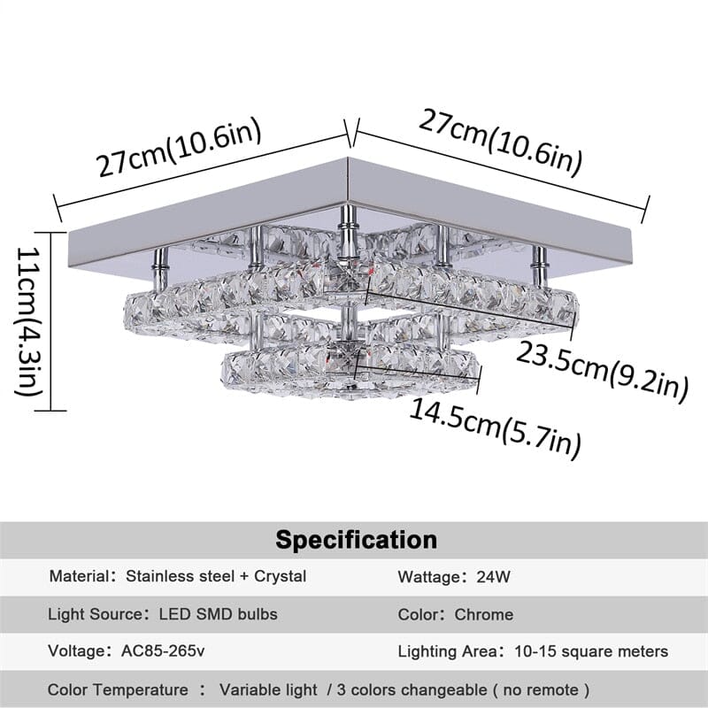 Helen Indoor Square K9 Crystal LED Chandelier