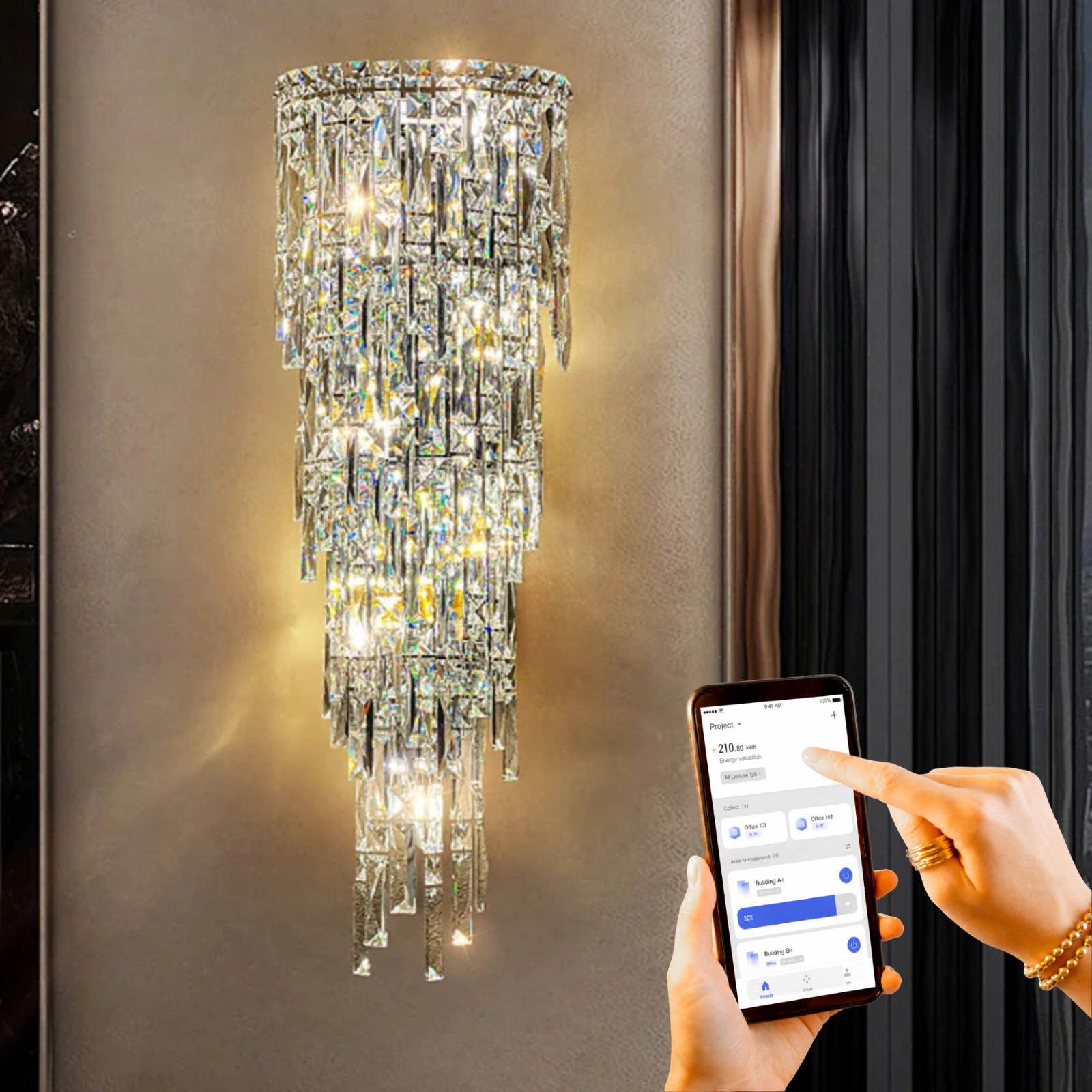 LAMPUP × NATAL DESIGN DIAMOND INSIDE ND2 Crystal Rainfall Wall Lamp | Nyralondon - NYRALONDON