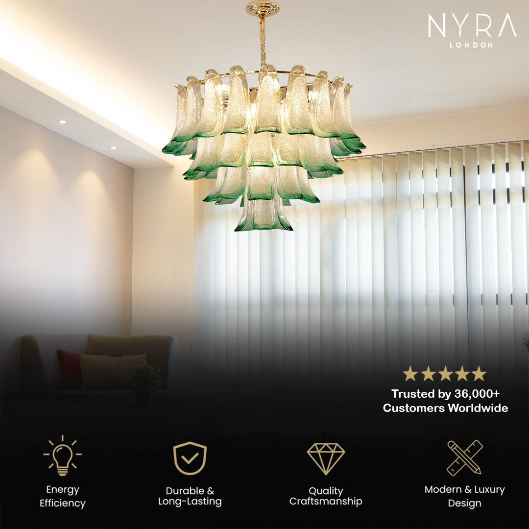 Zealite Green Crystal Leaf Chandelier
