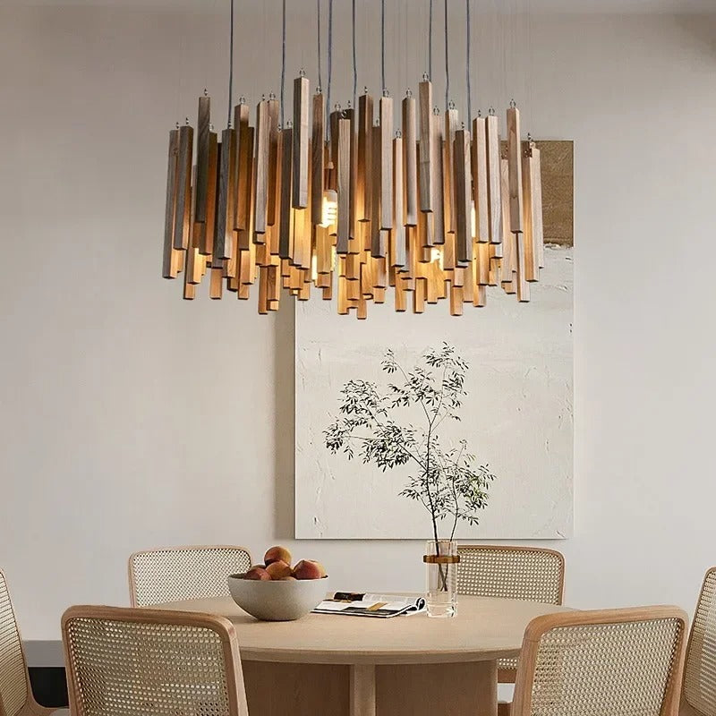 Retro Japanese Wood Pendant Light