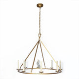 Rustic Wagon Wheel Chandelier 8-Light Candle Light