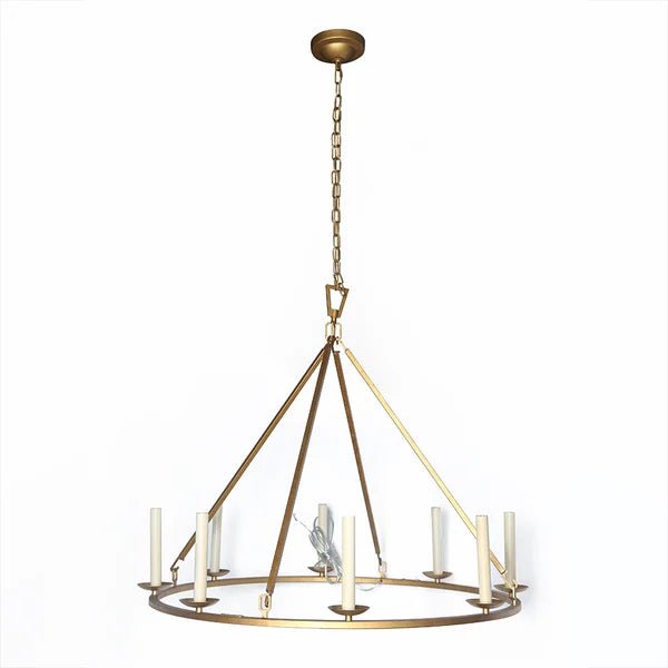 Rustic Wagon Wheel Chandelier 8-Light Candle Light