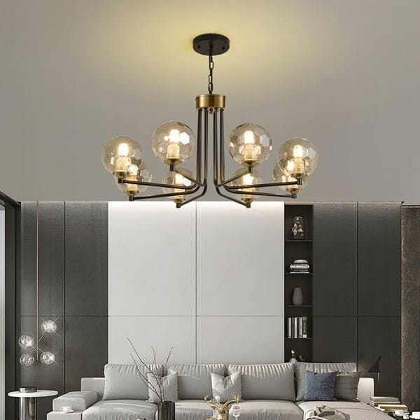 Sputnik Chandelier in Black & Gold Globe