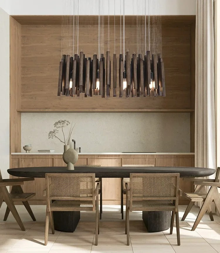 Retro Japanese Wood Pendant Light