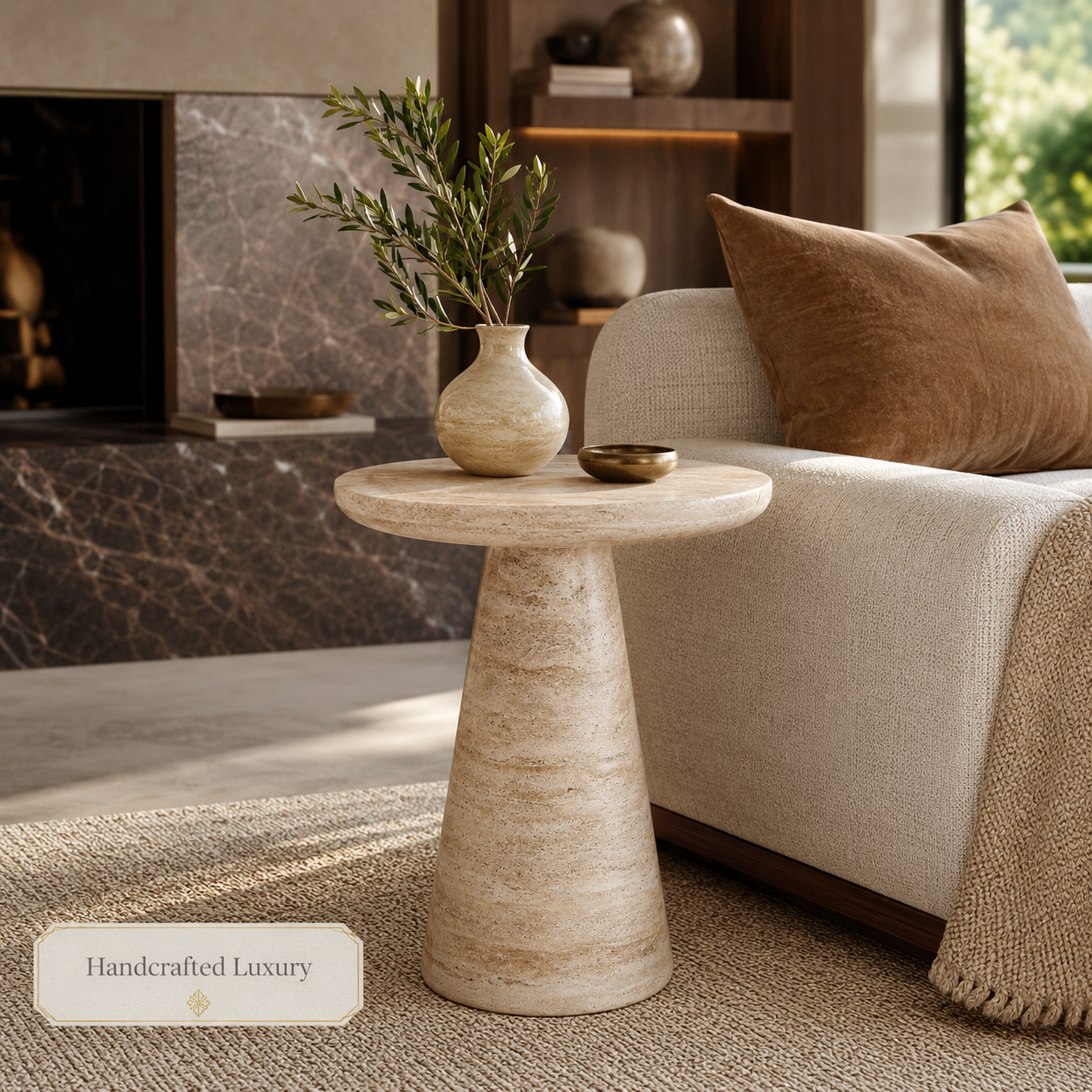 Calivo Travertine Side Table
